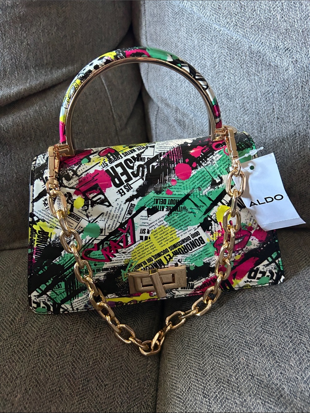 Aldo Multicolor Graffiti-Print Top Handle Satchel